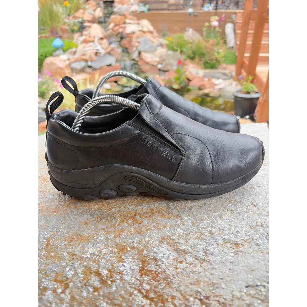 Merrell Jungle Moc Mens 9.5 Black Leather Slip On Shoes J17199